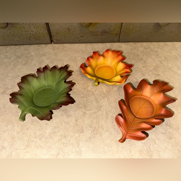 PartyLite Whispering Leaves Tealight Trio Autumn Colors Candle Holders #P8535U - Picture 3 of 4